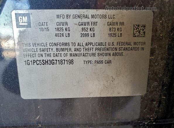 1G1PC5SH3G7187198 2016 CHEVROLET CRUZE Charcoal Вид підкапотного простору