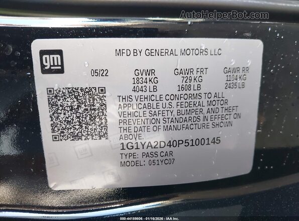 1G1YA2D40P5100145 2023 CHEVROLET CORVETTE Черный Вид подкапотного пространства