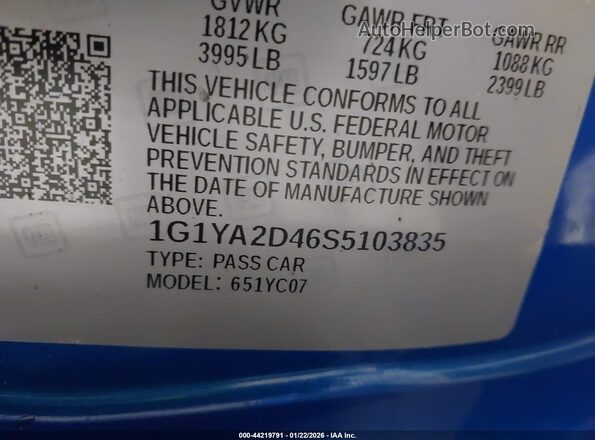 1G1YA2D46S5103835 2025 CHEVROLET CORVETTE Blue Շարժիչի բաժամունքի տեսք