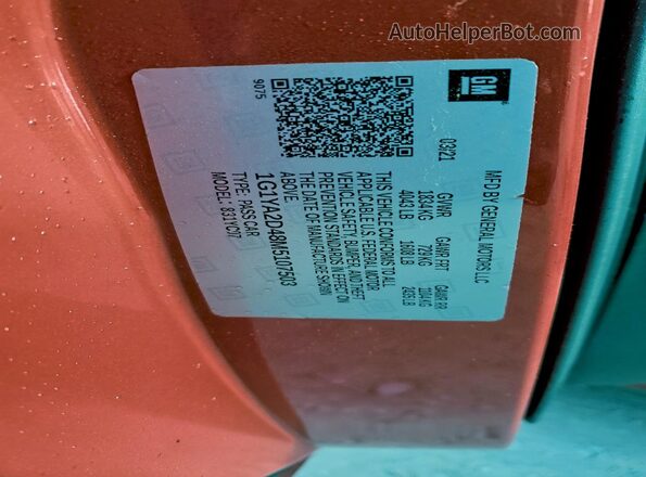 1G1YA2D48M5107503 2021 CHEVROLET CORVETTE Red VIN sticker view