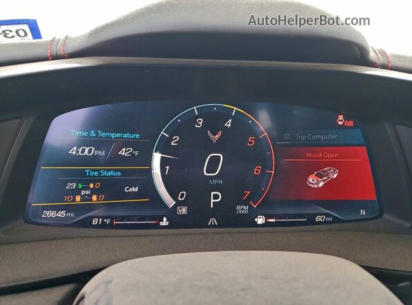 1G1YA2D48M5107503 2021 CHEVROLET CORVETTE Red Instrument cluster view