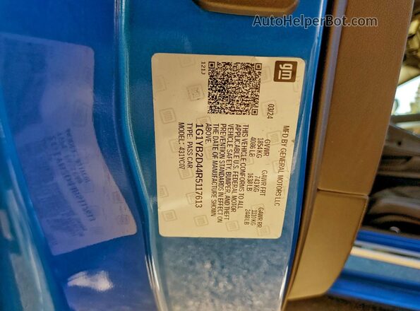 1G1YB2D44R5117613 2024 CHEVROLET CORVETTE Синий Вид наклейки с VIN-кодом