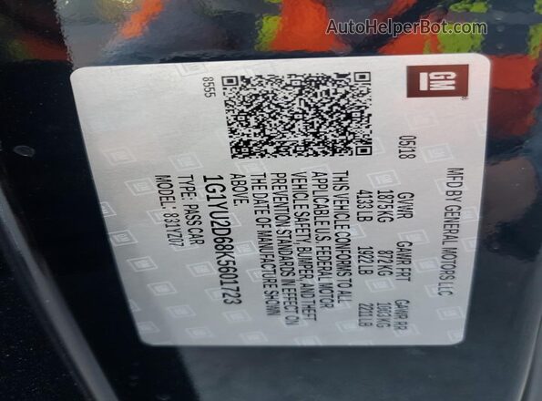 1G1YU2D68K5601723 2019 CHEVROLET CORVETTE Черный Вид подкапотного пространства