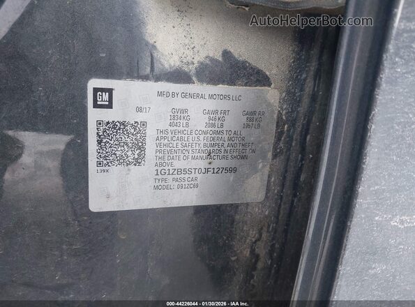 1G1ZB5ST0JF127599 2018 CHEVROLET MALIBU Gray 