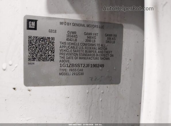 1G1ZB5ST2JF190249 2018 CHEVROLET MALIBU White Widok komory silnika