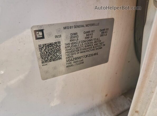 1G1ZB5ST7JF231491 2018 CHEVROLET MALIBU White Widok komory silnika