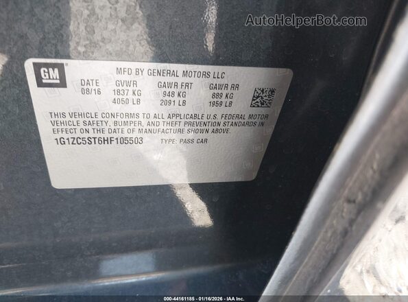 1G1ZC5ST6HF105503 2017 CHEVROLET MALIBU Gray ძრავის განყოფილების ხედი
