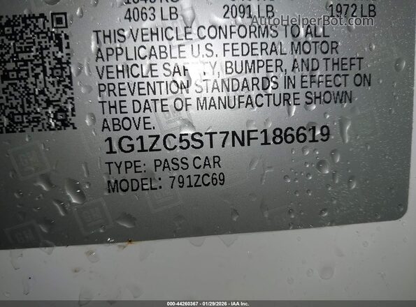 1G1ZC5ST7NF186619 2022 CHEVROLET MALIBU White 