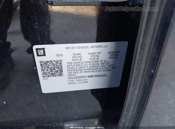 1G1ZD5ST4MF068281 2021 CHEVROLET MALIBU Black Vista del compartimento del motor
