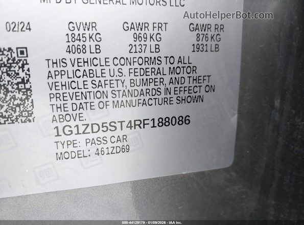 1G1ZD5ST4RF188086 2024 CHEVROLET MALIBU Gray ძრავის განყოფილების ხედი