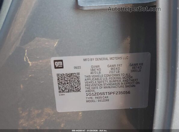 1G1ZD5ST5PF235056 2023 CHEVROLET MALIBU Gray ძრავის განყოფილების ხედი