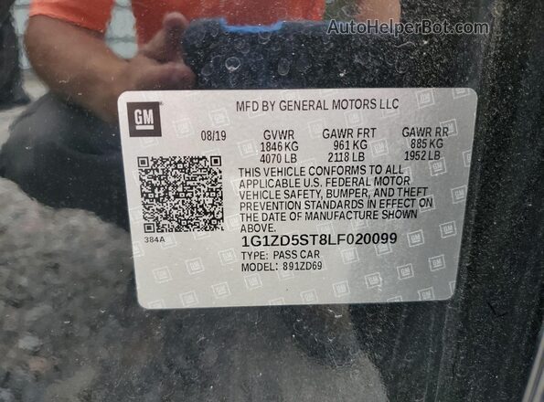 1G1ZD5ST8LF020099 2020 CHEVROLET MALIBU Black Engine compartment view