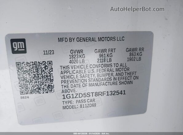 1G1ZD5ST8RF132541 2024 CHEVROLET MALIBU Белый Вид подкапотного пространства