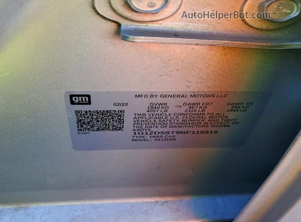 1G1ZD5ST9NF115919 2022 CHEVROLET MALIBU Silver Engine compartment view