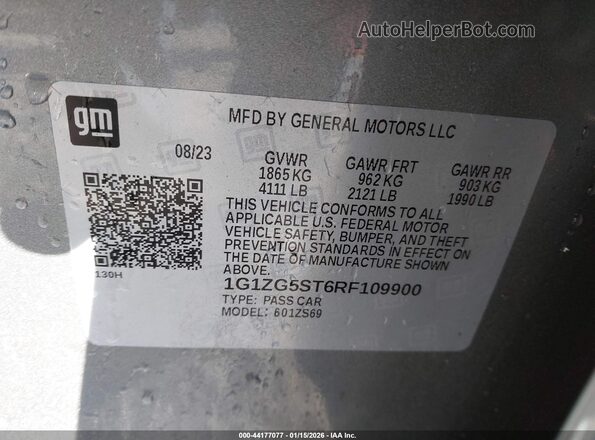 1G1ZG5ST6RF109900 2024 CHEVROLET MALIBU Silver Widok komory silnika