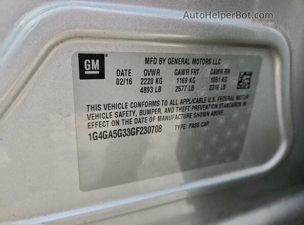 1G4GA5G33GF230708 2016 BUICK LACROSSE Silver Вид підкапотного простору