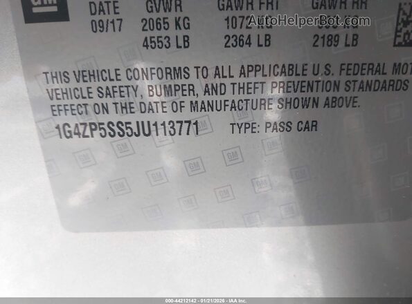 1G4ZP5SS5JU113771 2018 BUICK LACROSSE Silver 