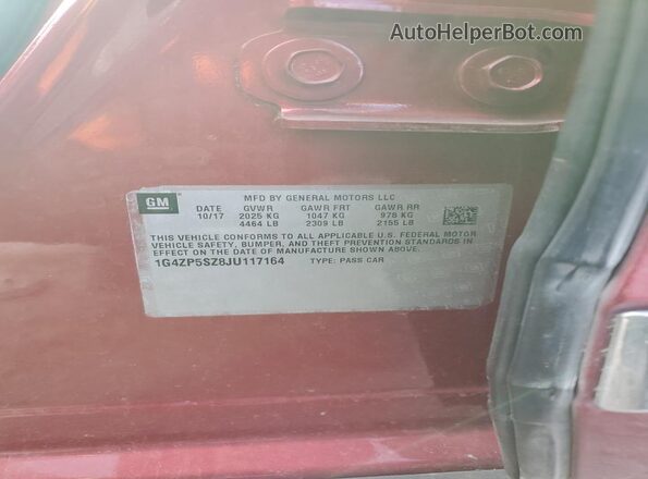 1G4ZP5SZ8JU117164 2018 BUICK LACROSSE Burgundy Вид підкапотного простору