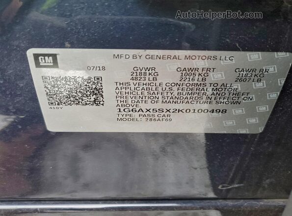 1G6AX5SX2K0100498 2019 CADILLAC CTS Blue Вид підкапотного простору