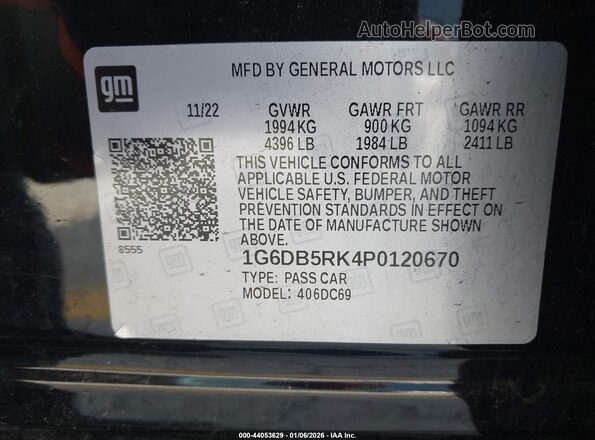 1G6DB5RK4P0120670 2023 CADILLAC CT4 Black Շարժիչի բաժամունքի տեսք