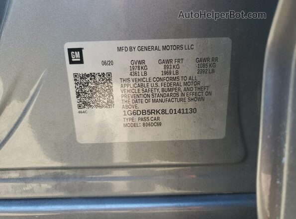 1G6DB5RK8L0141130 2020 CADILLAC CT4 Gray ძრავის განყოფილების ხედი