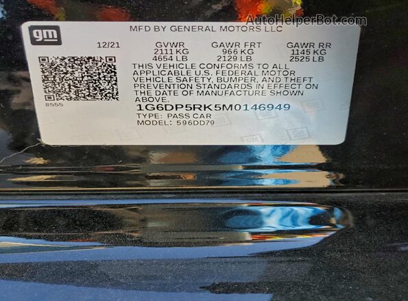 1G6DP5RK5M0146949 2021 CADILLAC CT5 Black Vista del compartimento del motor