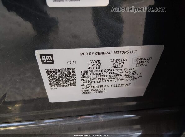 1G6DP5RKXT0102587 2026 CADILLAC CT5 Серый Вид подкапотного пространства