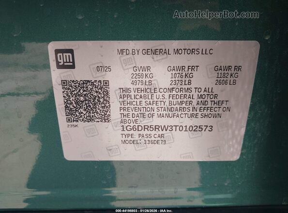 1G6DR5RW3T0102573 2026 CADILLAC CT5 Green Вид підкапотного простору