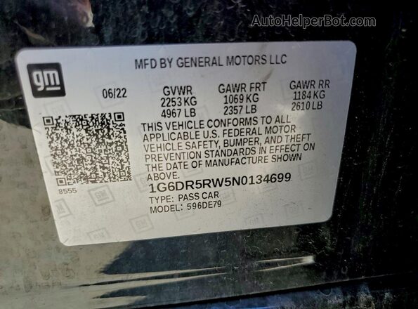 1G6DR5RW5N0134699 2022 CADILLAC CT5 Black Widok naklejki z numerem VIN