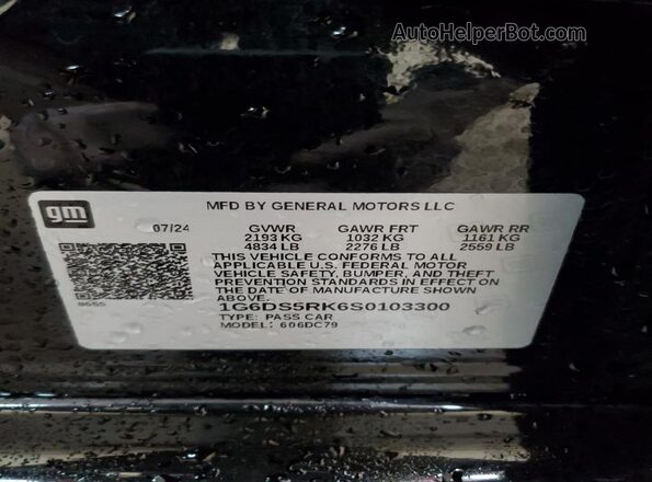 1G6DS5RK6S0103300 2025 CADILLAC CT5 Черный Вид наклейки с VIN-кодом