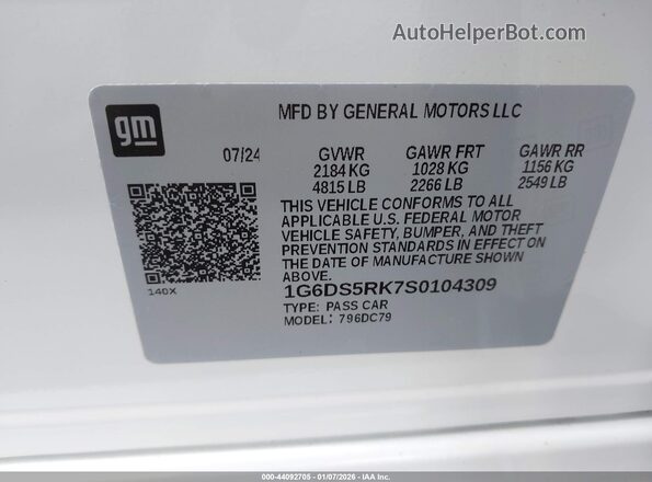 1G6DS5RK7S0104309 2025 CADILLAC CT5 Белый Вид подкапотного пространства
