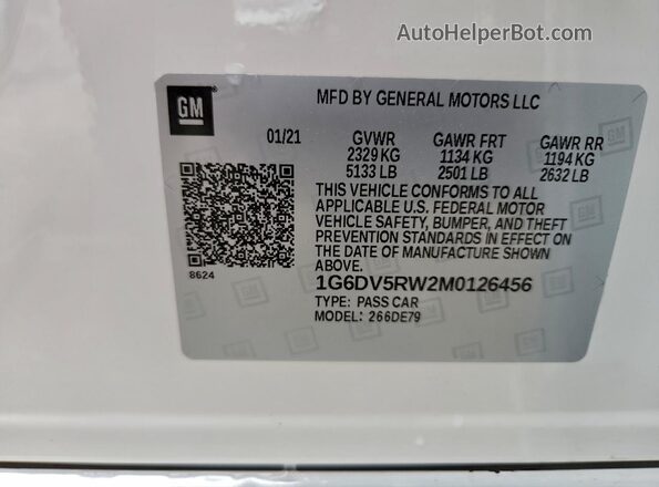 1G6DV5RW2M0126456 2021 CADILLAC CT5 White ძრავის განყოფილების ხედი
