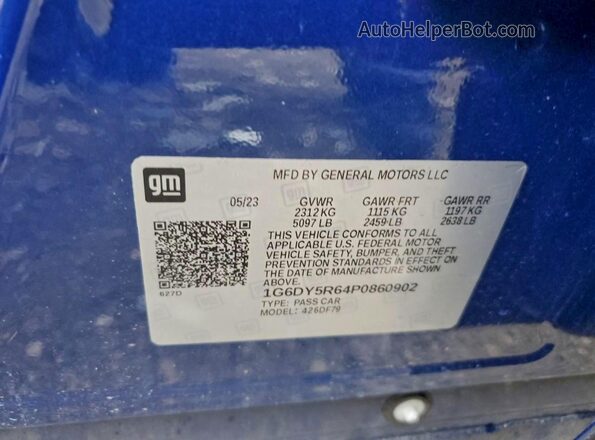 1G6DY5R64P0860902 2023 CADILLAC CT5 Blue Vista del compartimento del motor