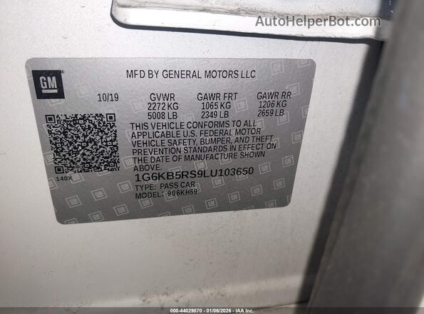 1G6KB5RS9LU103650 2020 CADILLAC CT6 White ძრავის განყოფილების ხედი
