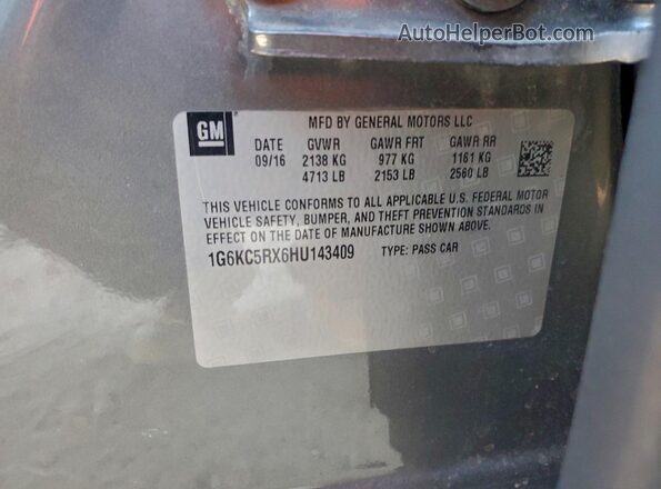 1G6KC5RX6HU143409 2017 CADILLAC CT6 Gray 