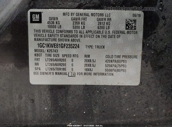 1GC1KWE81GF235224 2016 CHEVROLET SILVERADO Gray Շարժիչի բաժամունքի տեսք