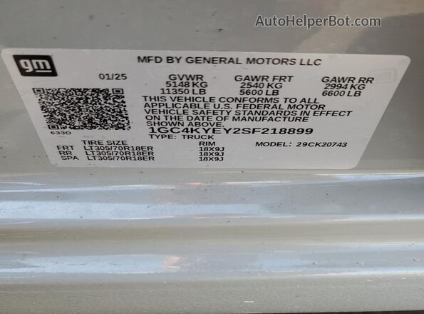 1GC4KYEY2SF218899 2025 CHEVROLET SILVERADO Gray Vista del compartimento del motor