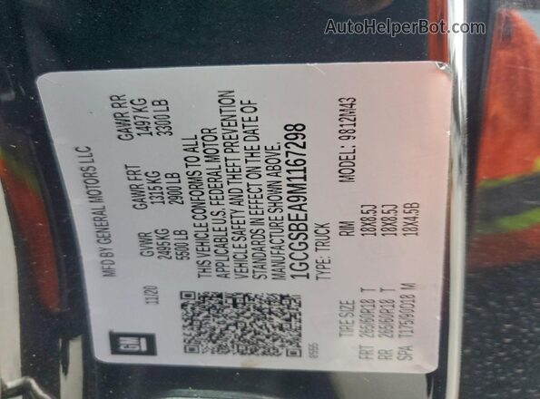 1GCGSBEA9M1167298 2021 CHEVROLET COLORADO Black 