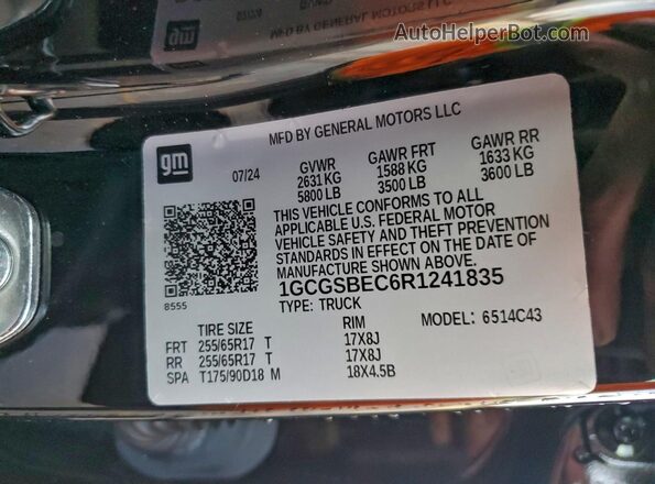1GCGSBEC6R1241835 2024 CHEVROLET COLORADO Black Շարժիչի բաժամունքի տեսք
