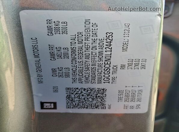 1GCGSCEN1L1244253 2020 CHEVROLET COLORADO Gray Vista del compartimento del motor