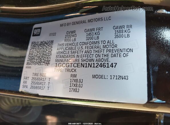 1GCGTCEN1N1246147 2022 CHEVROLET COLORADO Black Շարժիչի բաժամունքի տեսք