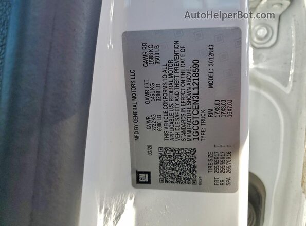 1GCGTCEN3L1218590 2020 CHEVROLET COLORADO White Vista del compartimento del motor