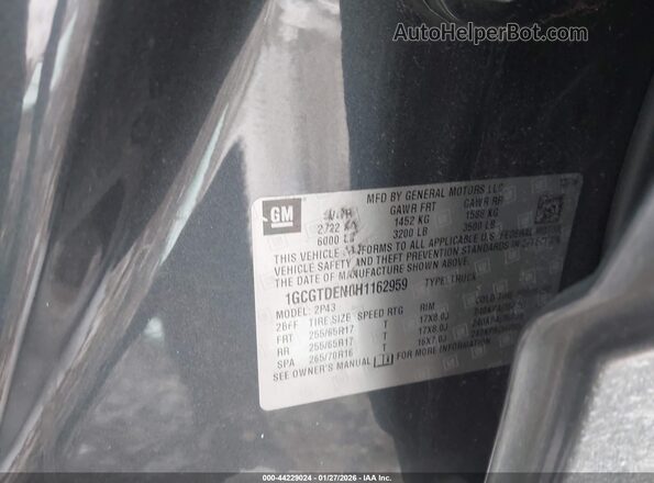 1GCGTDEN0H1162959 2017 CHEVROLET COLORADO Gray Vista del compartimento del motor
