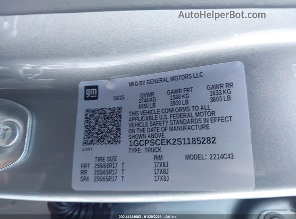 1GCPSCEK2S1185282 2025 CHEVROLET COLORADO Gray ძრავის განყოფილების ხედი
