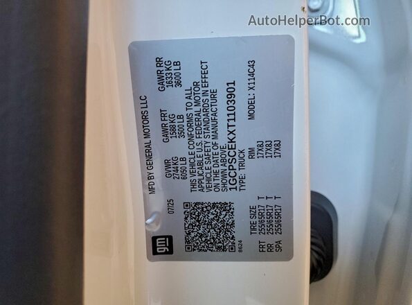 1GCPSCEKXT1103901 2026 CHEVROLET COLORADO White ძრავის განყოფილების ხედი