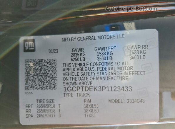 1GCPTDEK3P1123433 2023 CHEVROLET COLORADO Black Widok komory silnika