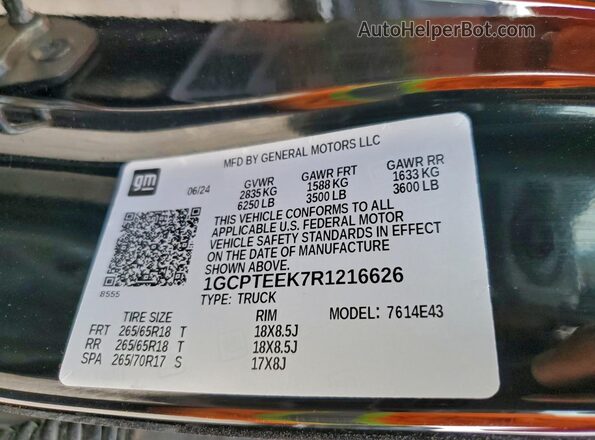 1GCPTEEK7R1216626 2024 CHEVROLET COLORADO Black Vista del compartimento del motor