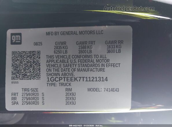 1GCPTEEK7T1121314 2026 CHEVROLET COLORADO Черный 