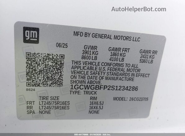 1GCWGBFP2S1234286 2025 CHEVROLET EXPRESS White 