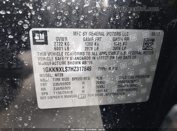 1GKKNXLS7HZ317849 2017 GMC ACADIA Black Engine compartment view
